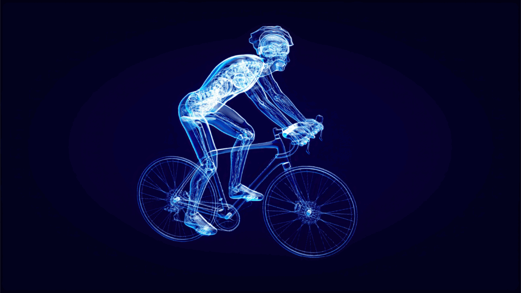 foto stilizzata di ciclista in sella alla bici